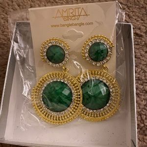 Amrita Singh Green and Gold plated Earrings